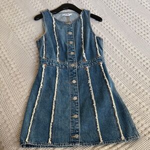 RE/DONE Blue Fray Mini Denim Dress